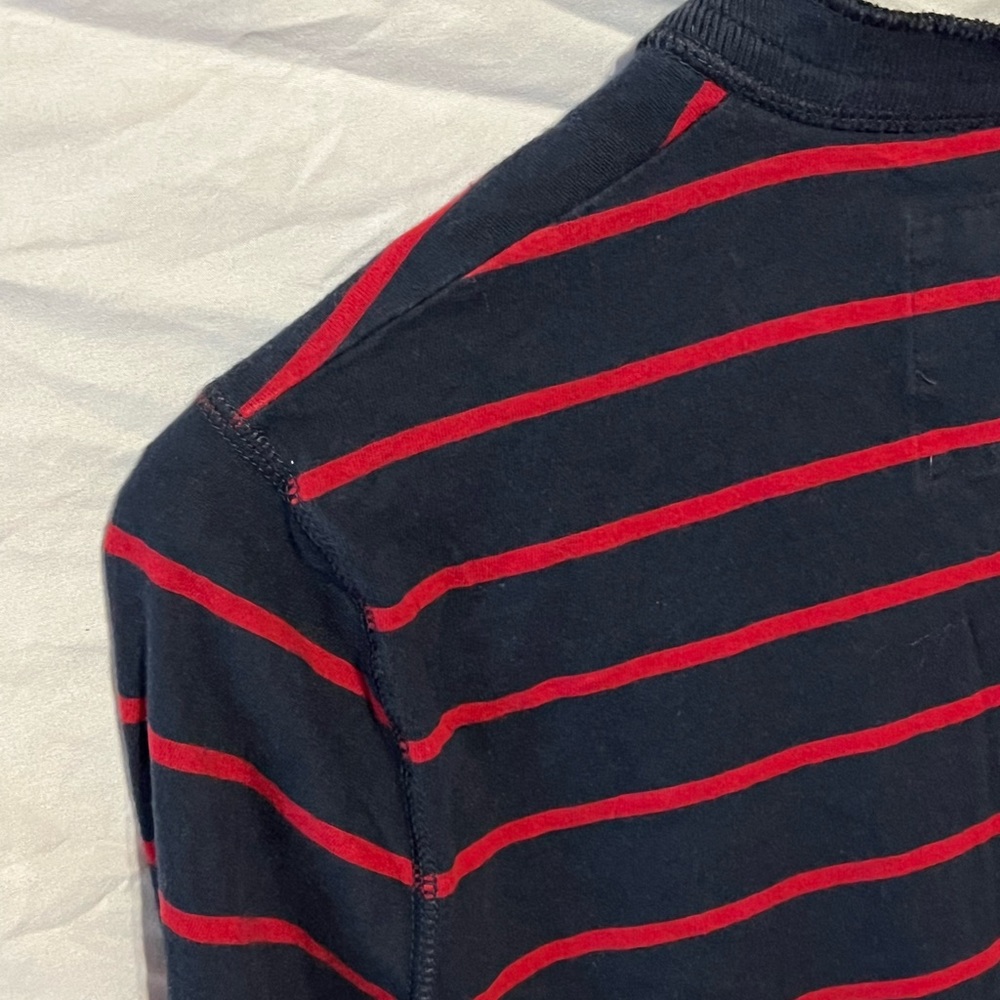SOLD! L y2k Hollister California Logo Spellout Striped rugby Shirt - Picture 8 of 10